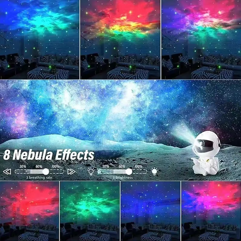 Proyector de galaxias, proyector de Proyector de estrellas de galaxia, luz nocturna, astronauta, lámpara LED de cielo estrellado, decoración de dormitorio para niños, juego de regalo con Control remoto con 8 modos de luzde noche estrellada con control remoto, luz nocturna para sala de juegos/adultos/cine en casa/techo/decoración de habitación/regalo Proyector de galaxias