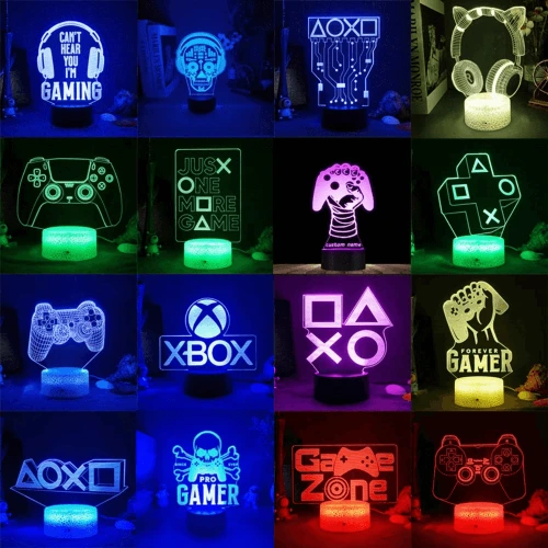 Lámpara LED 3D RGB para sala de juegos, luces de noche para dormitorio de niños, iluminación interior, regalos Lámpara LED 3D RGB