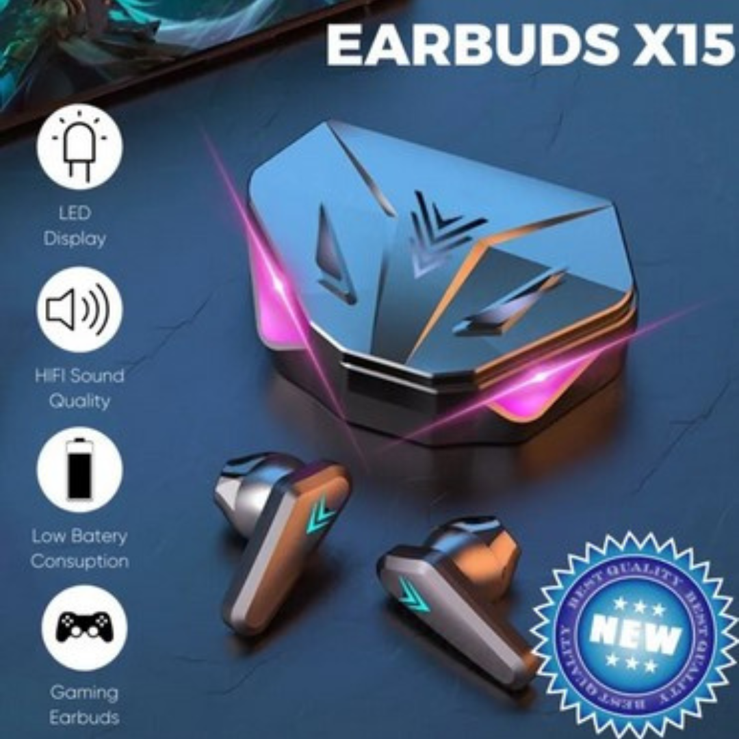 Auriculares inalámbricos X15 TWS con bluetooth 5,3, cascos de baja latencia para videojuegos, con micrófono para xiaomi y iphone, 65ms Auriculares inalámbricos X15 TWS