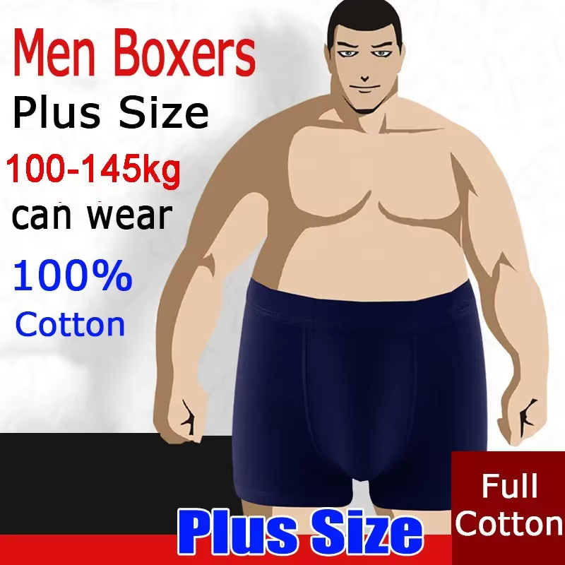 Boxers de talla grande para hombre, pantalones cortos de talla grande de 90-200kg, ropa interior cómoda, tela de algodón completa, alta calidad, 3XL-10XL Boxers de talla grande para hombre