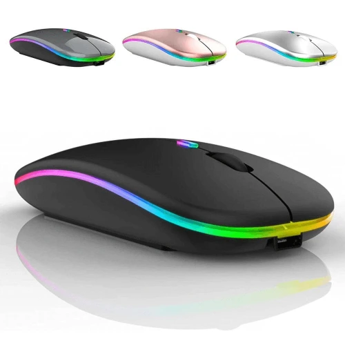 Ratón inalámbrico LED, recargable por USB, compatible con Bluetooth, RGB, silencioso, ergonómico, con retroiluminación, para portátil, PC, ipad Ratón inalámbrico LED
