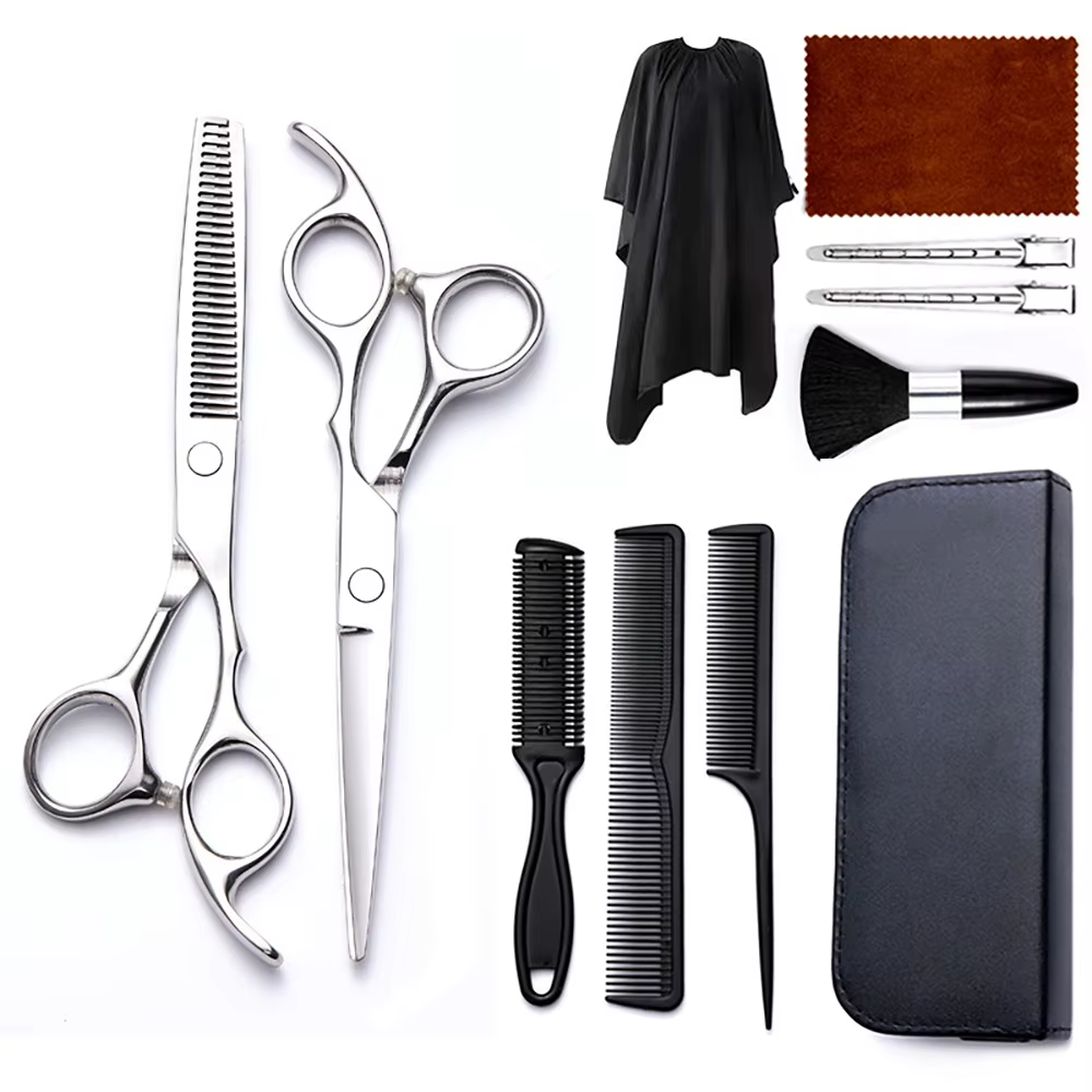Herramientas profesionales de peluquería 7 en tijeras de corte de pelo Kit de tijeras de peluquería para uso en peluquería. Herramientas profesionales de peluquería